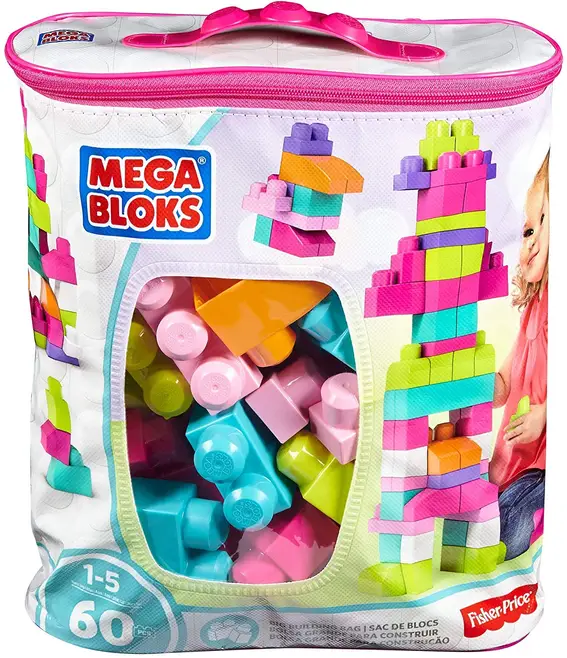 Mega Bloks Big Building Bag 60 Pcs - Pink