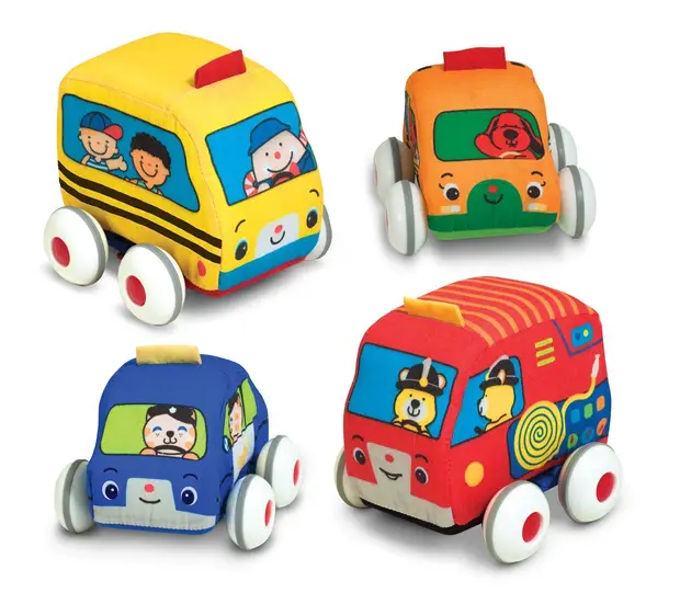 Melissa & Doug Pull-Back Vehicles Soft Baby Toy Set with 4 Cars